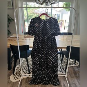 Polka dot tiered maxi dress